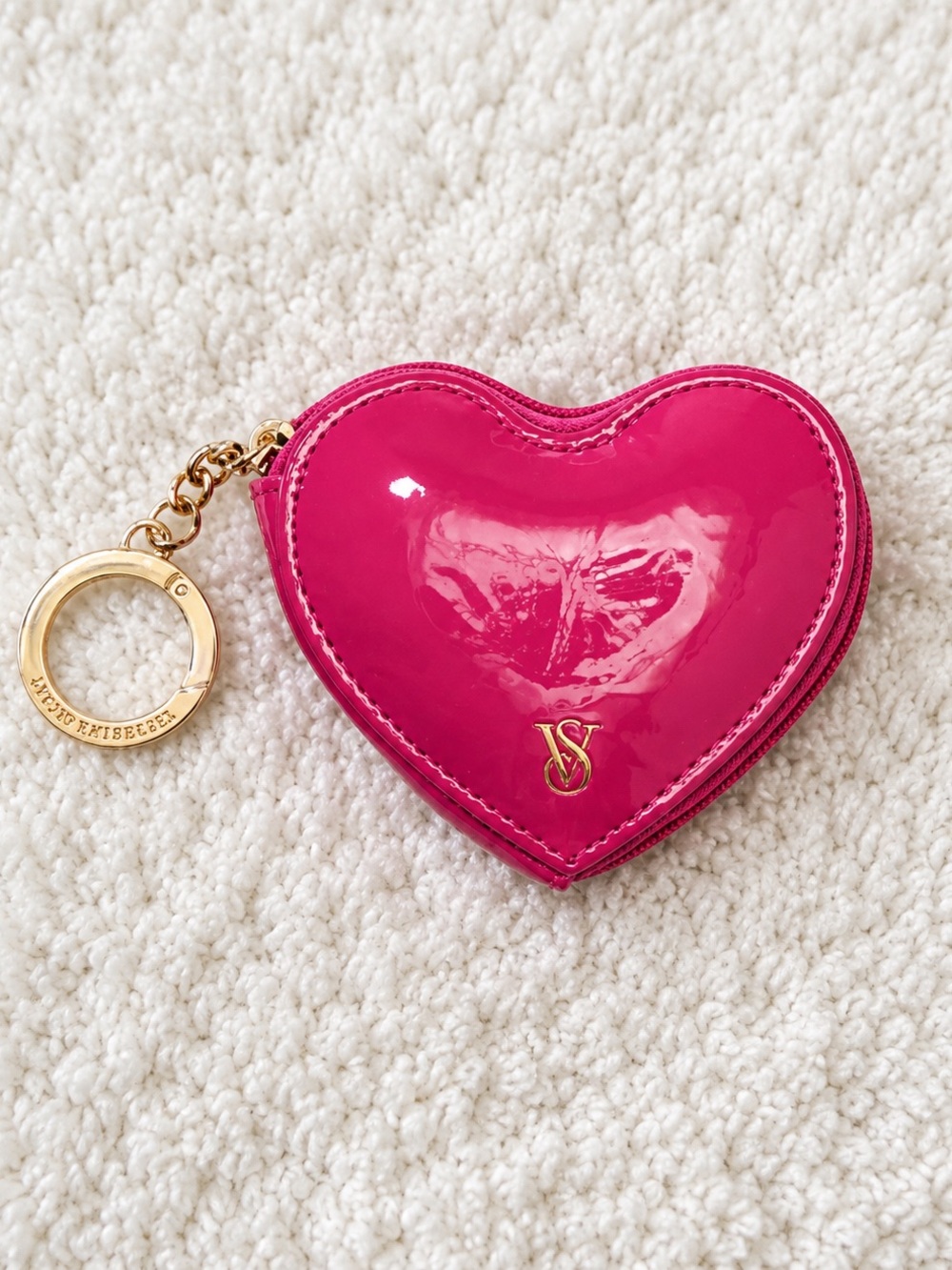 NWT Victoria’s Secret Hot Pink Shine Heart Coin Pouch Keychain